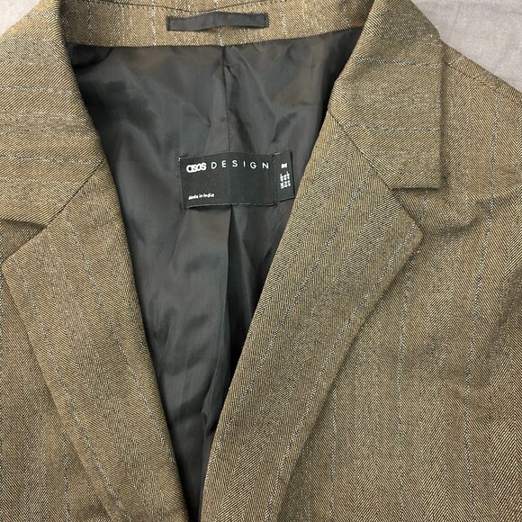 ASOS design brown/khaki striped blazer - Picture 4 of 4